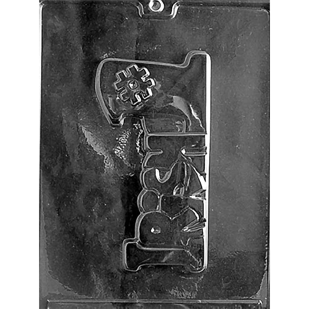 Irish Pride chocolate mold with one large plaque cavity shaped like the number 1 and embossed with the word “Irish” plus a small pound sign detail near the top, shown in clear plastic.