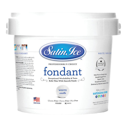 White Colored and Vanilla Flavored Fondant in a 5 Pound Container