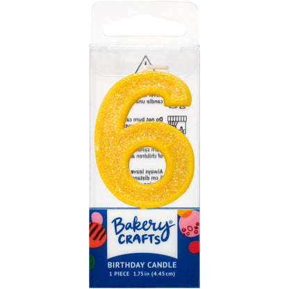 Super Glitter Number Candle #6 - 1.75"