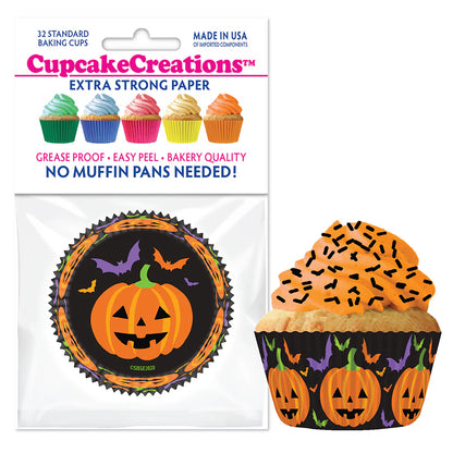 Happy Jack O'Lantern Standard No Pan Baking Cups