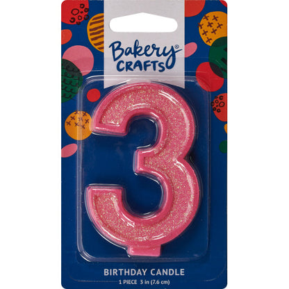 Super Glitter Number Candle #3 - 3"