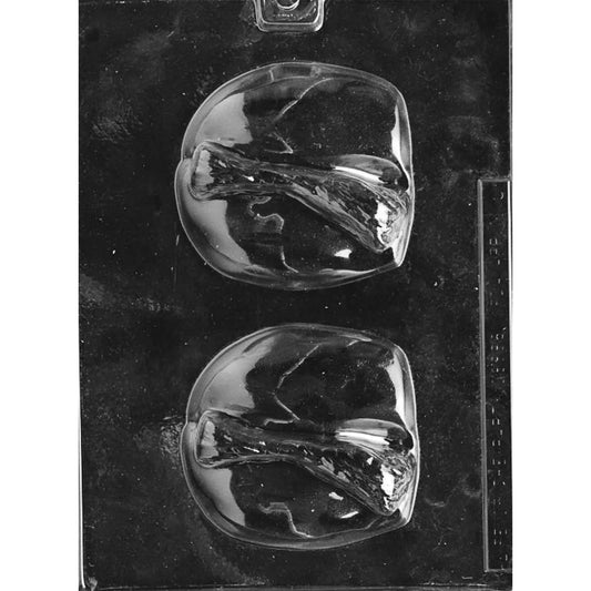 Clear Large Horses Behind Chocolate Mold photographed against a dark background, showing two large horse rear cavities with rounded hindquarters and raised tail details.