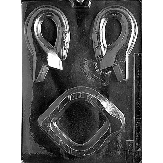 Clear plastic large swan pour box chocolate mold with three cavities for two mirrored neck halves and one hollow body