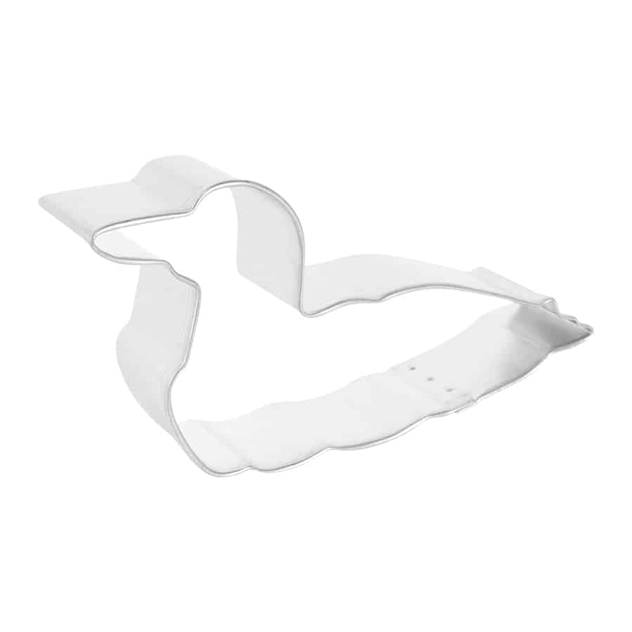 Side view of the loon cookie cutter, showing its bird silhouette.