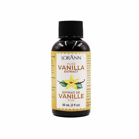 Bottle of LorAnn Pure Vanilla Extract, 2 fl oz size, with same label design as larger version.