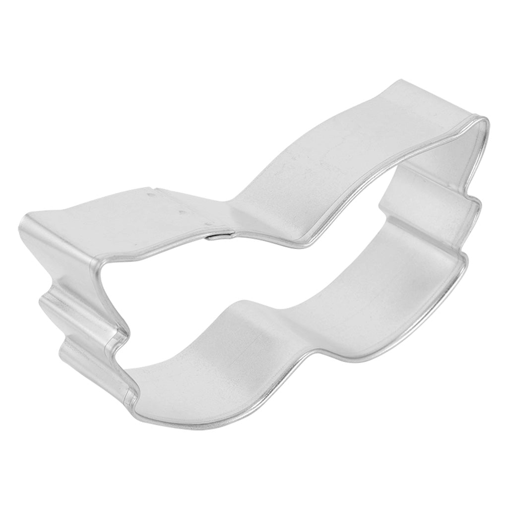 Angled side view of the mask cookie cutter, showcasing its depth and contoured design.