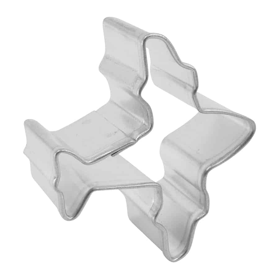 Side view of the mini airplane cookie cutter, highlighting its depth and sturdy design.