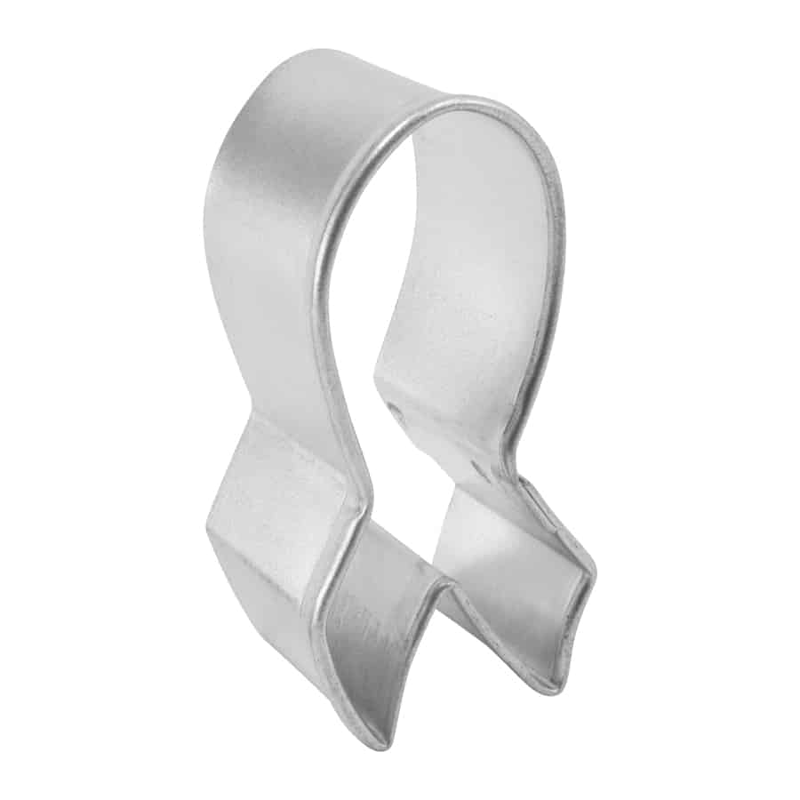 Side view of the Mini Ribbon Cookie Cutter, showing its sturdy metal construction and compact size for detailed cookie designs.