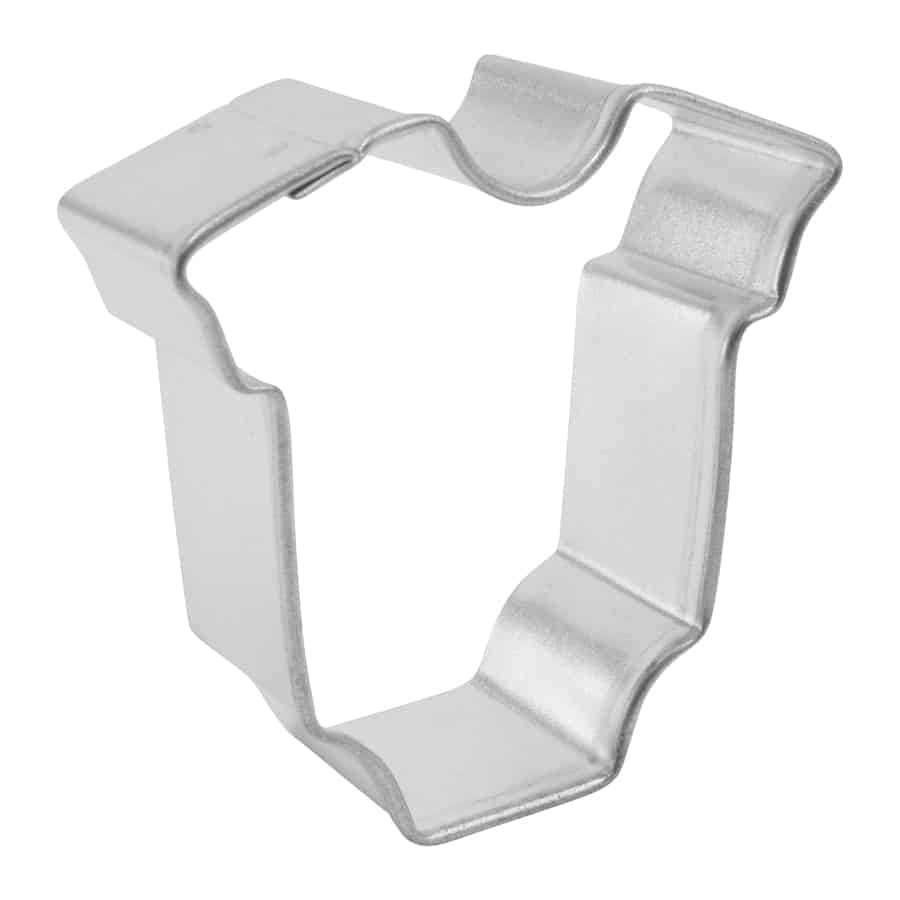 Side view of the mini baby bodysuit cookie cutter, displaying its depth and design.