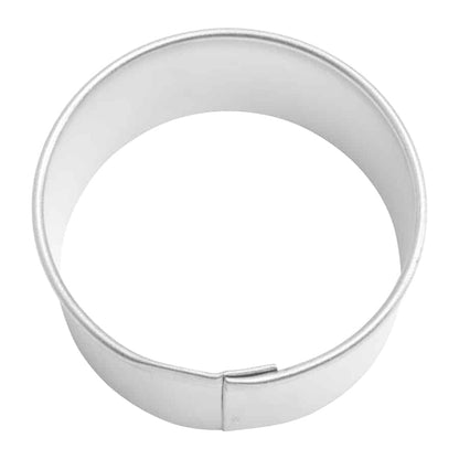 A mini round cookie cutter with smooth edges, ideal for creating small circular cookies and fondant shapes.