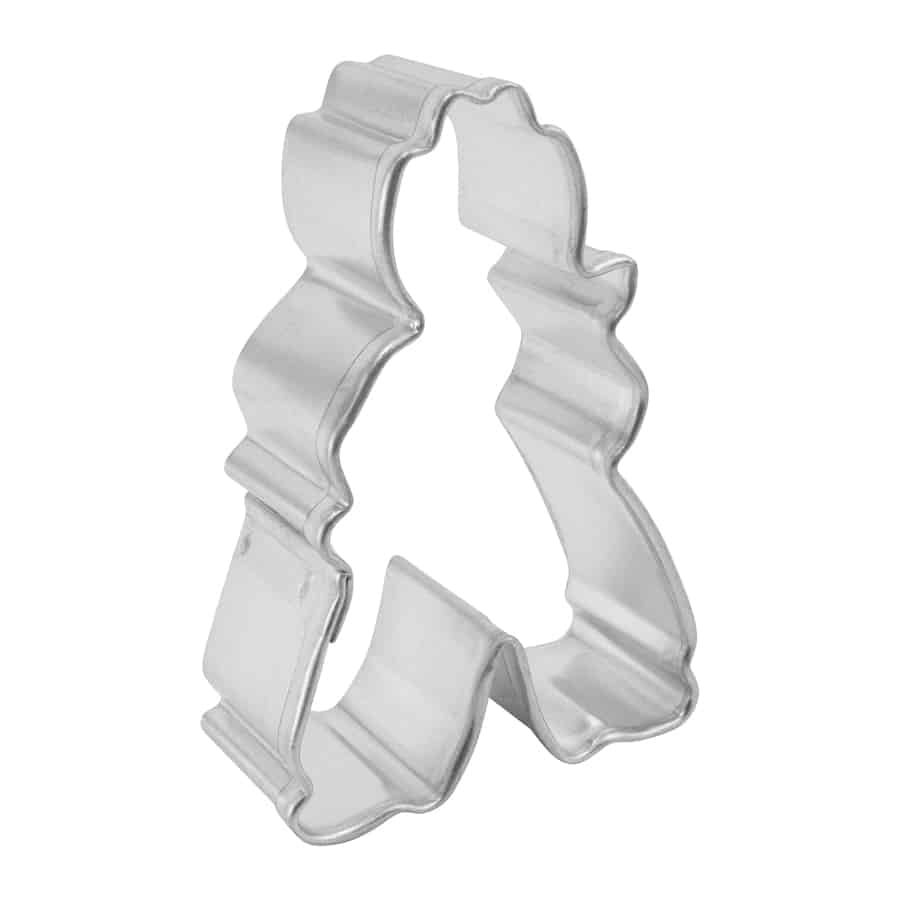 A side-angle view of the cowboy cookie cutter, showing its depth and sturdy construction.