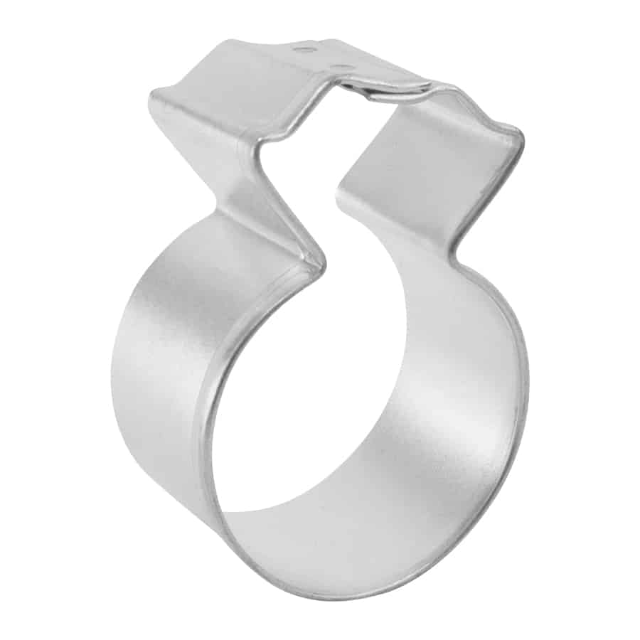 Side view of the Mini Diamond Ring Cookie Cutter, showing its sturdy metal structure and compact size for detailed cookie designs.