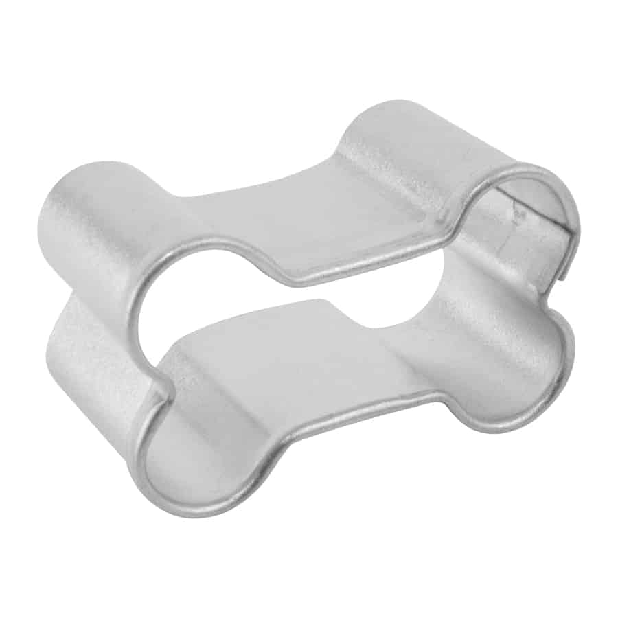 Side angle of the mini dog bone cookie cutter showing its depth and compact design.