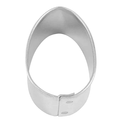 Mini Easter egg-shaped cookie cutter made of tinplated steel with a simple, smooth design.