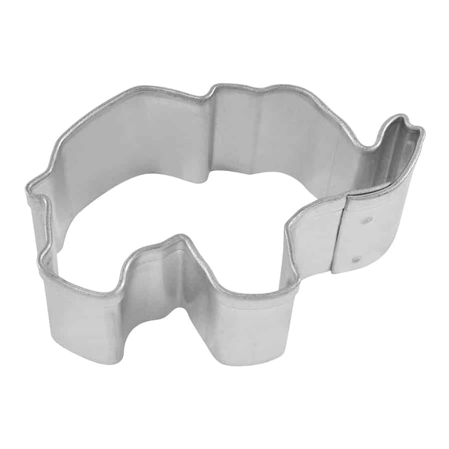 Mini elephant-shaped cookie cutter made of stainless steel, featuring a detailed trunk and legs.