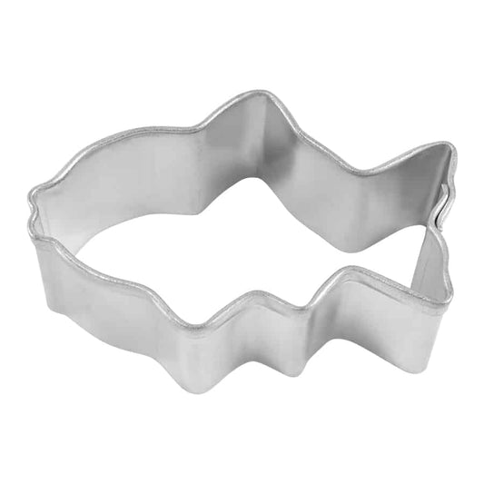 Mini Fish Cookie Cutter, 1.75 inches, featuring a classic fish shape with a wavy edge design.