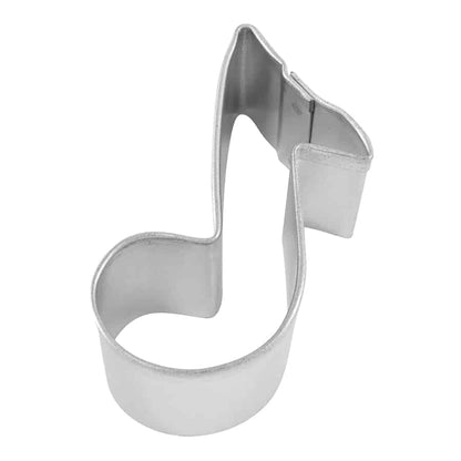 Stainless steel Mini Music Note Cookie Cutter, top view.