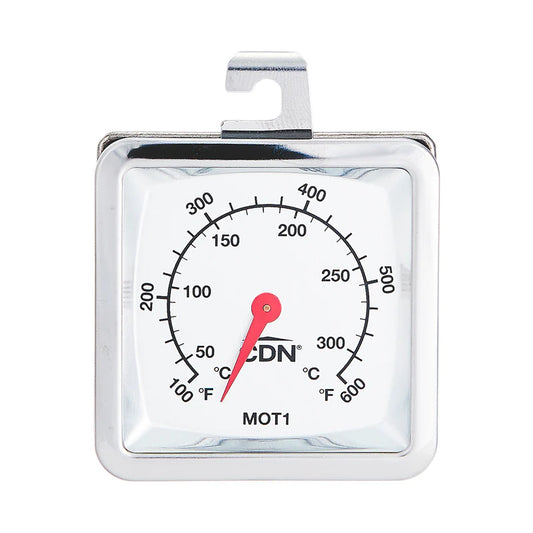 Front view of CDN Multi-Mount Oven Thermometer with 100–600°F temperature range.