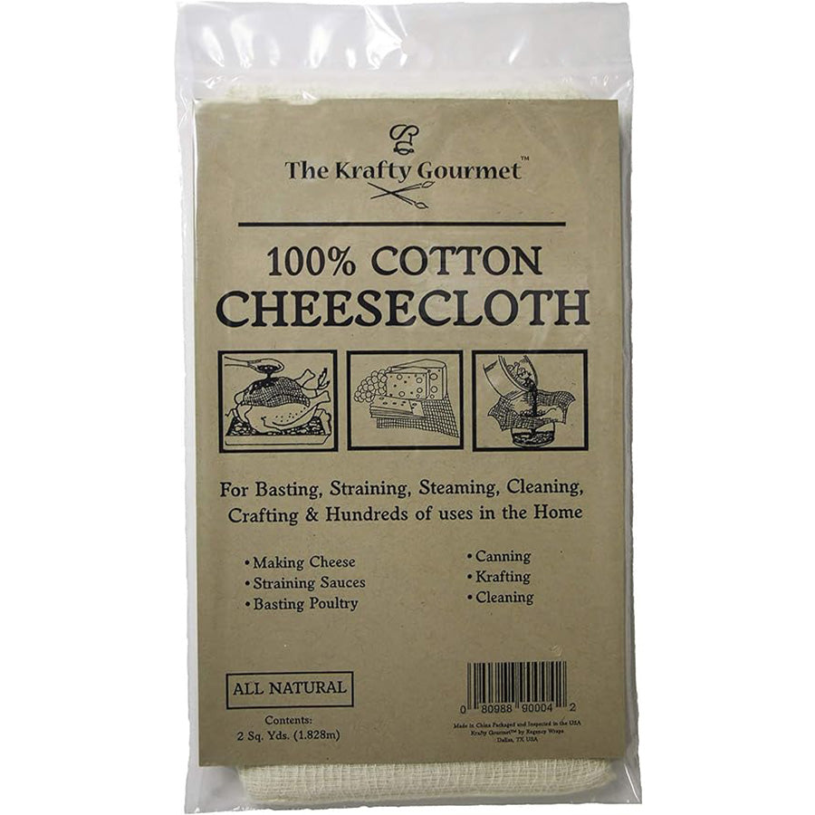 Pack of The Krafty Gourmet 100% cotton cheesecloth for basting, straining, steaming, and cleaning.