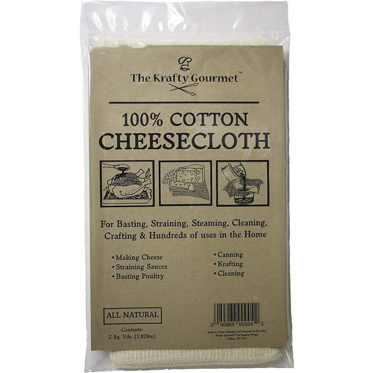Pack of The Krafty Gourmet 100% cotton cheesecloth for basting, straining, steaming, and cleaning.