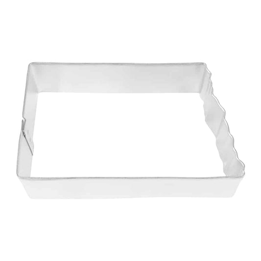 North Dakota-shaped cookie cutter with a smooth rectangular body and detailed state border.