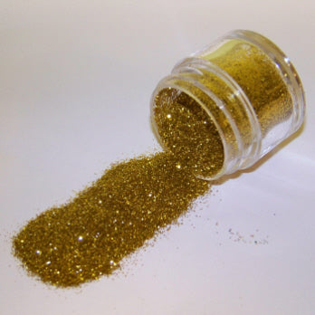 Warm gold Galaxy Glitter Dust pouring from a container, densely packed with radiant sparkle and metallic shine.