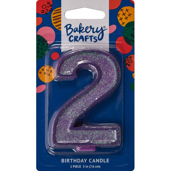 Super Glitter Number Candle #2 - 3"