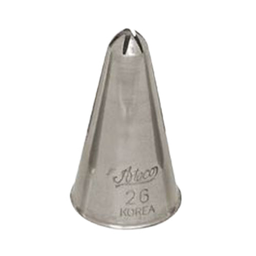 Tip #26 closed star piping tip for decorating cakes and cupcakes with textured stars, shells, and swirls.