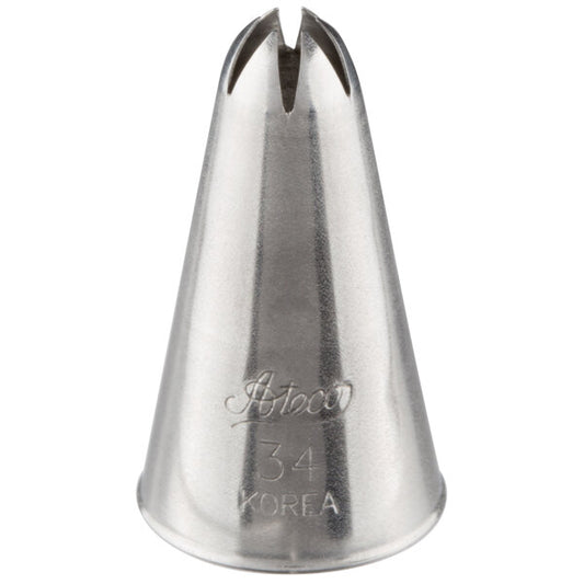 34 closed star piping tip, stainless steel cake decorating nozzle with 0.29 inch opening for shells, stars, fleur-de-lis, rosettes, and flowers