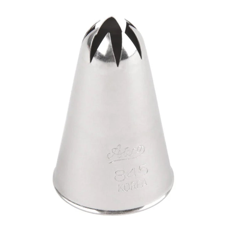 Ateco 845 closed star piping tip with a 0.54-inch opening, engraved with Ateco branding, shown upright against a white background.