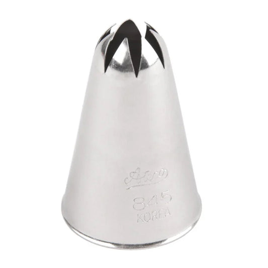 Ateco 845 closed star piping tip with a 0.54-inch opening, engraved with Ateco branding, shown upright against a white background.