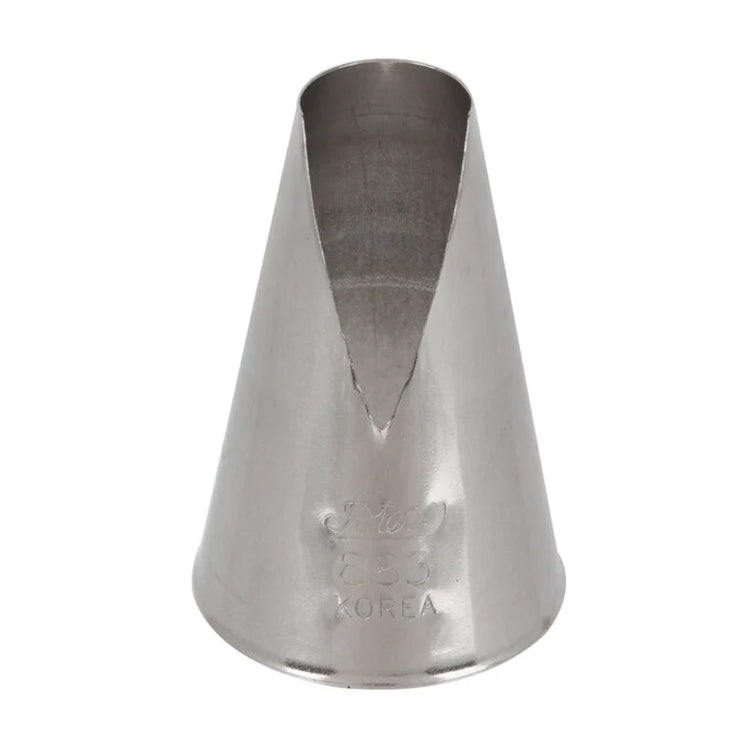 Ateco 883 St. Honoré extra large piping tip with a wide triangular cut opening, shown upright with engraved Ateco branding and size markings.