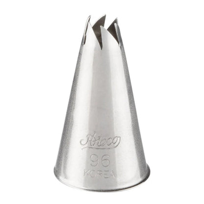 Ateco 96 swirl top piping tip with a 0.24-inch slanted star opening, engraved with Ateco branding and size markings, shown upright against a white background.