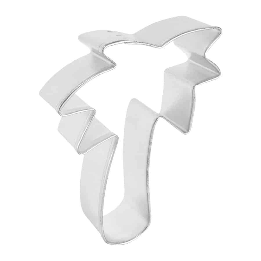 Side view of a palm tree cookie cutter, showcasing its sturdy build and intricate shape.