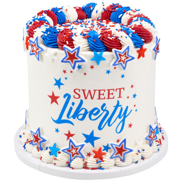 Patriotic Stars Pressed Sugar Decorations - 1.75"
