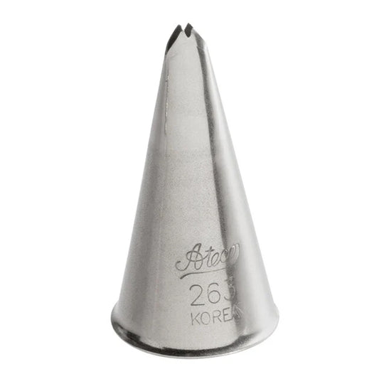 263 leaf piping tip, stainless steel cake decorating nozzle with v-shaped opening for plain, ruffled, or pointed leaves