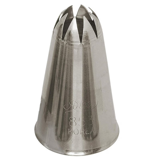 853 Closed Star Piping Tip with deep-cut 8-point design for stars, shells, flowers, and borders