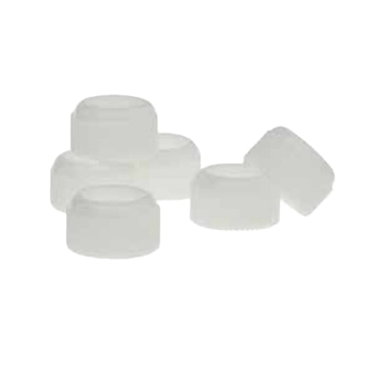 Set of six white replacement piping tip coupler rings for standard couplers, used in cake and cookie decorating.