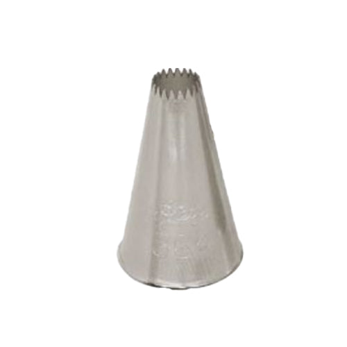 363 Piping Tip with French star shape for creating shells, stars, flowers, and scalloped designs.