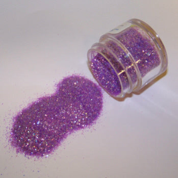 Light lavender Galaxy Glitter Dust flowing from a container, shimmering gently with pale purple hues and pastel highlights.