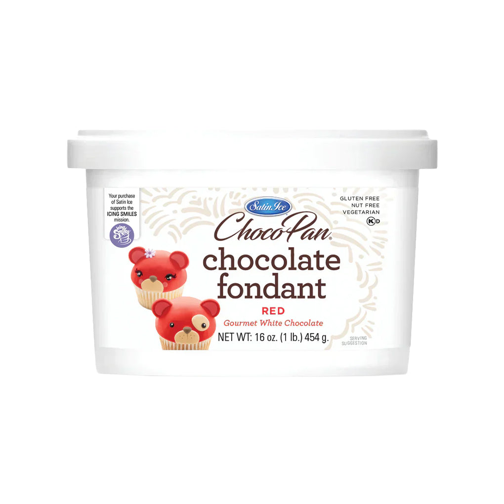 Red Colored and White Chocolate Flavored Fondant in a 1 Pound Container