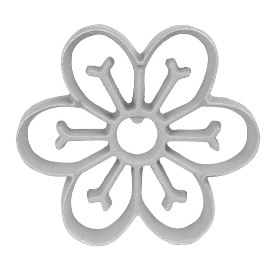 Top view of a flower-shaped Timbale mold with veining - A detailed view showing the flower design and intricate veining pattern of the mold.
