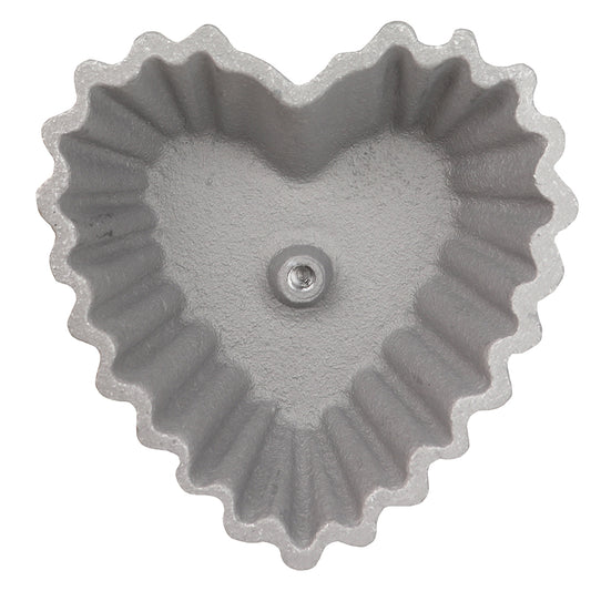 Top view of a heart-shaped Timbale mold - A detailed top view highlighting the scalloped edges and deep heart-shaped design of the mold.