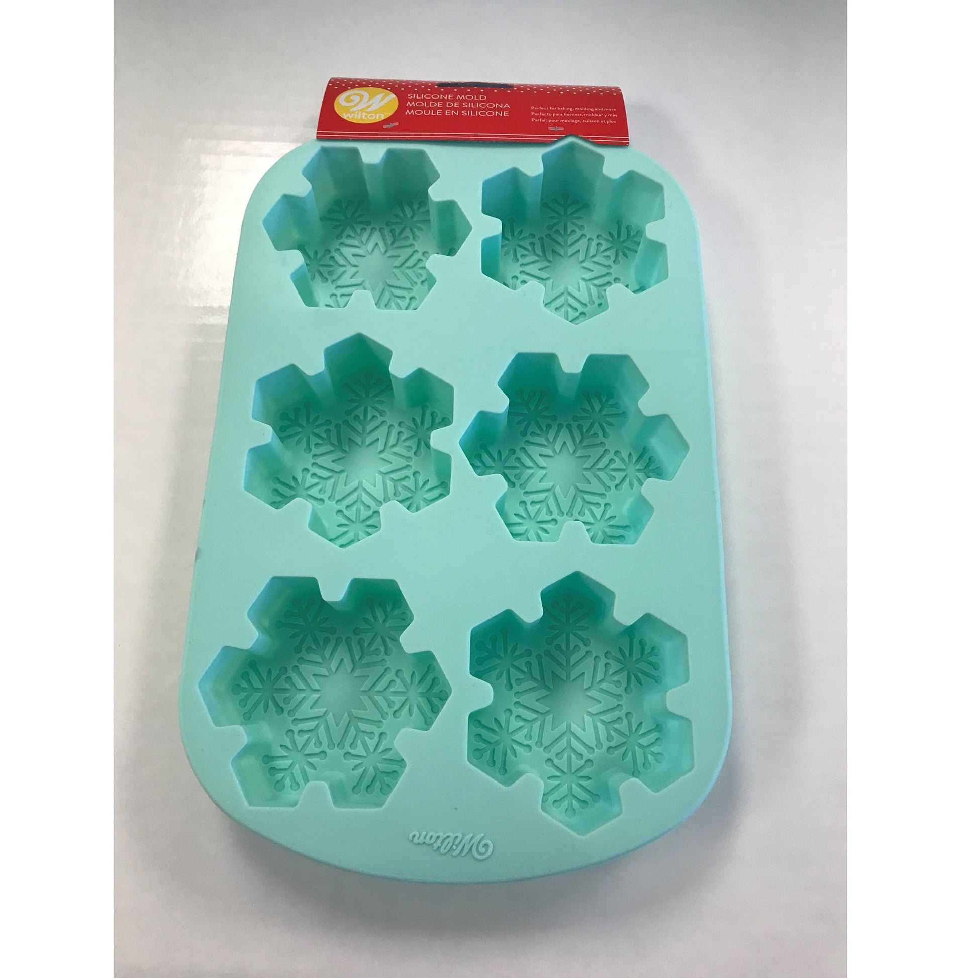 Blue Silicone Snowflake Mold with 6 Cavities