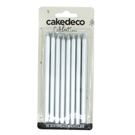 Silver Birthday Candles - 16 Pack