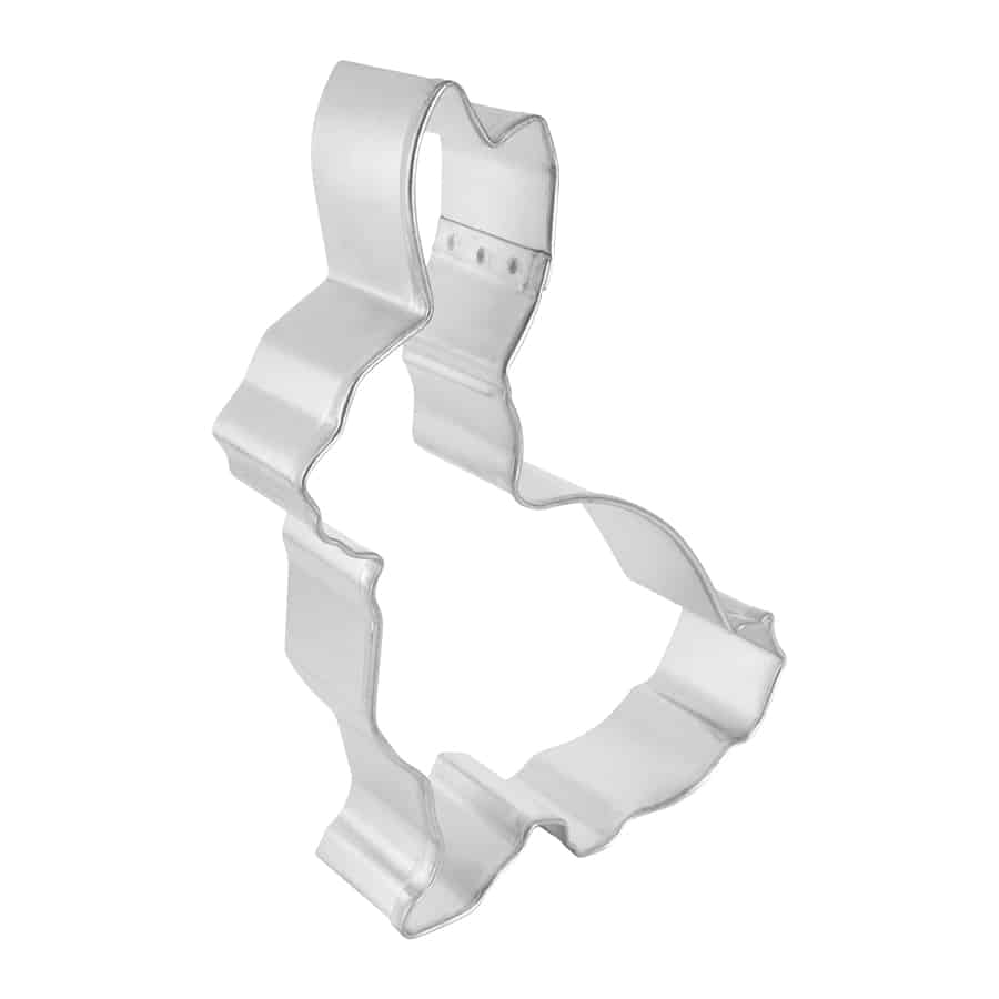 Angled side view of the Sitting Bunny Cookie Cutter, showing its depth and defined shape.