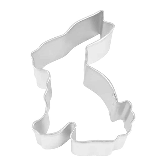 Bunny-shaped cookie cutter with a sitting rabbit design, ideal for Easter baking.