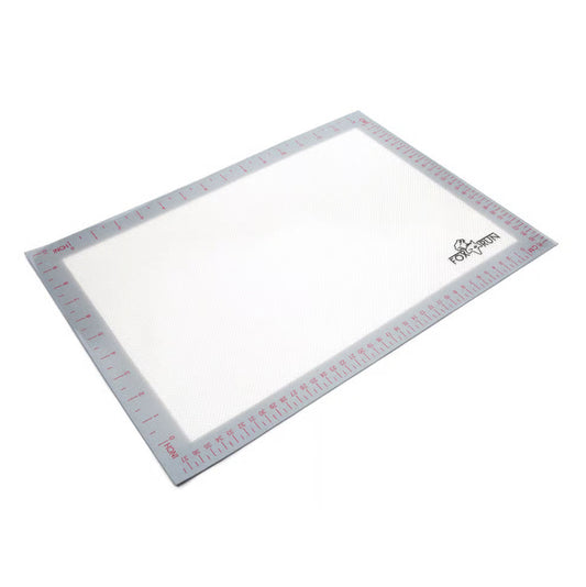Small silicone baking mat with measurement markings along the edges, ideal for prepping and baking, size 11.75 x 16.5 inches.