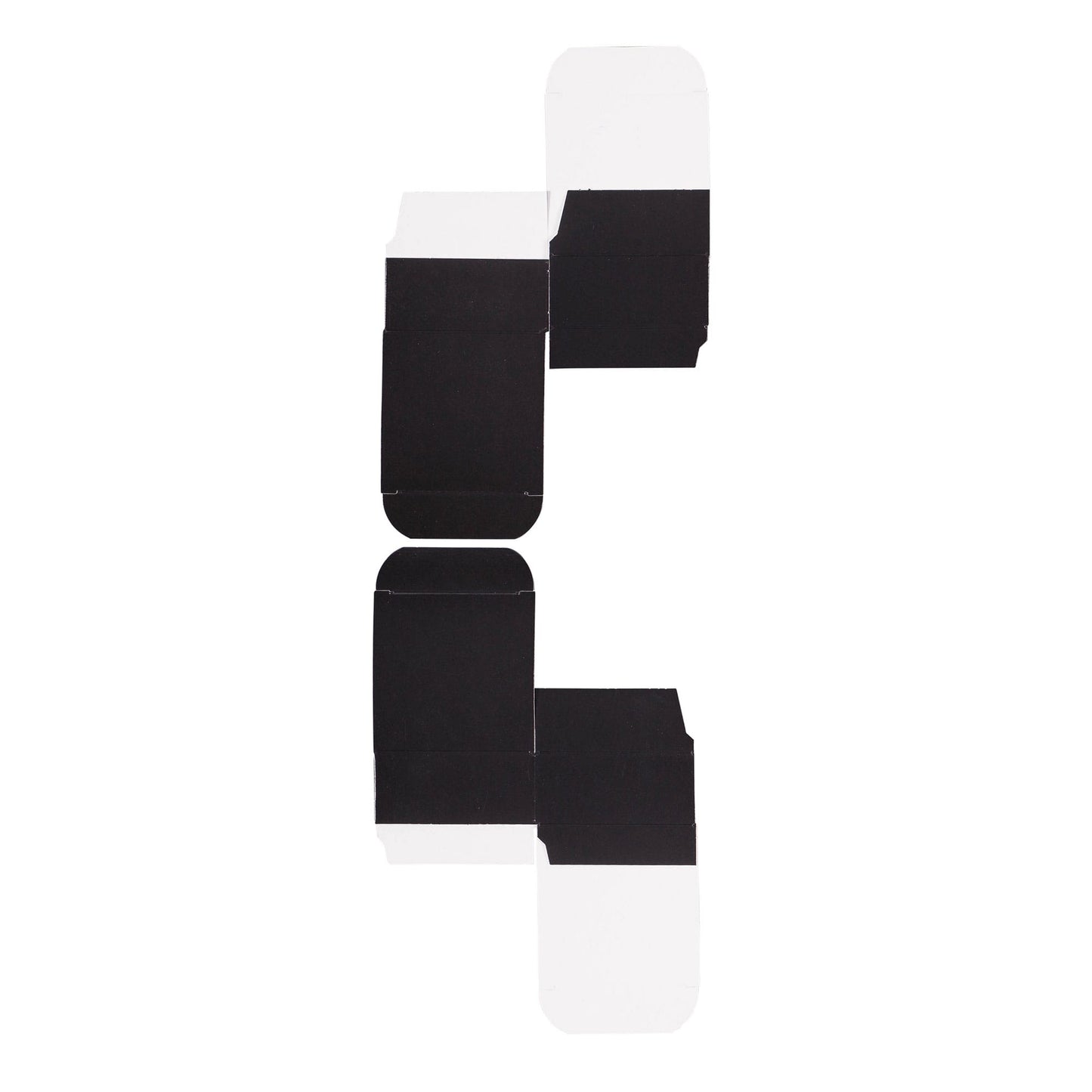 Unfolded black truffle box flat view showing the cut-and-crease layout on a white background.