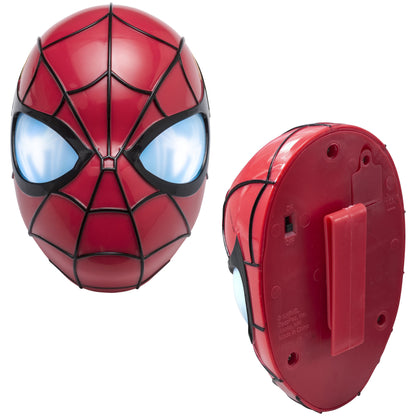 Front and side view of the Spider-Man topper showing the back switch and stand.